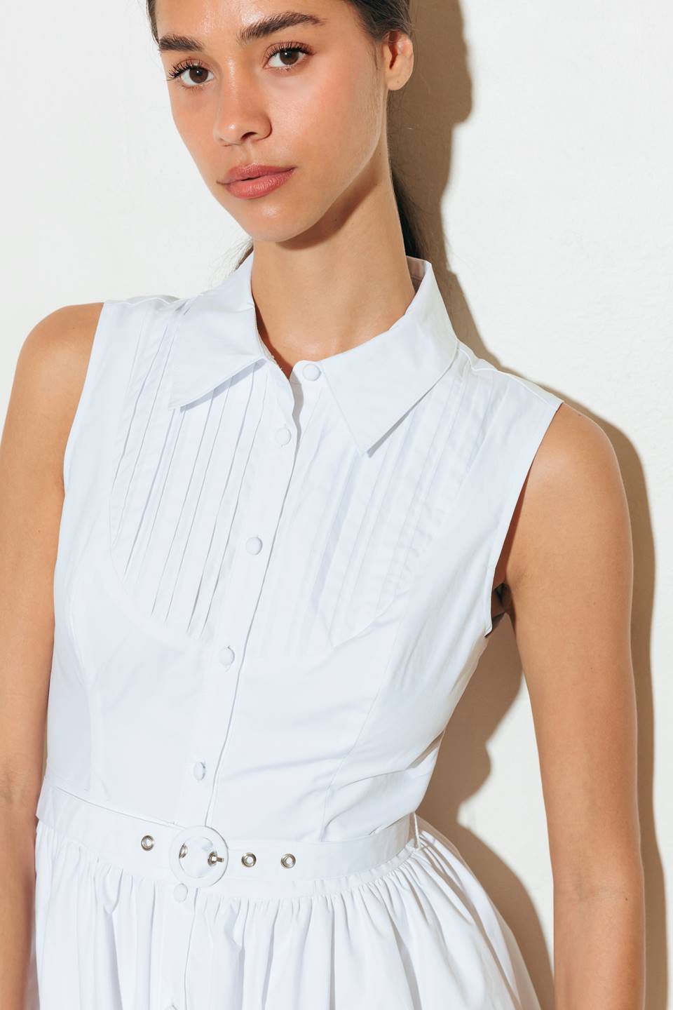 NUE EASE WHITE WOVEN MDI DRESS Flying Tomato